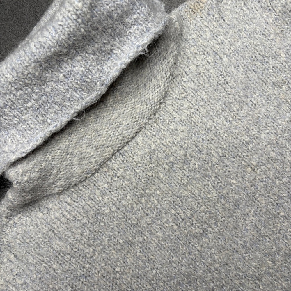 Vtg Banana Republic Turtleneck Sweater Womens Grey Mohair Cozy Chunky Knit Fuzzy